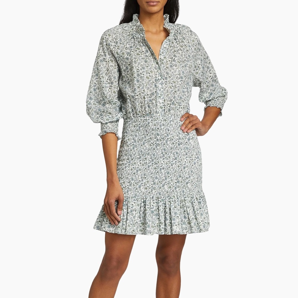 Veronica Beard Corsica Floral Cotton Smock Minidress
